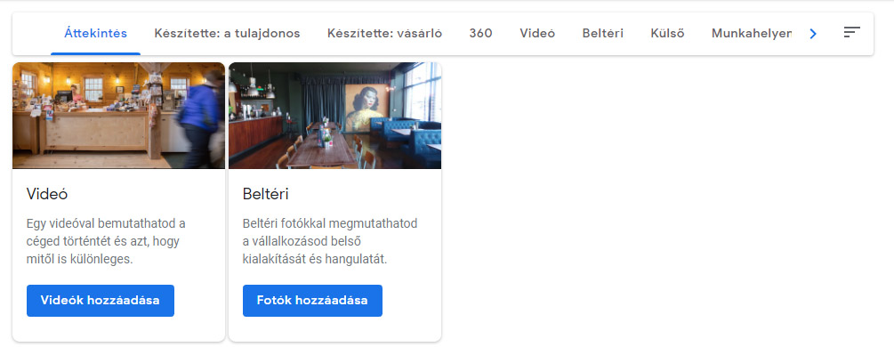 Videók a Google cégem rendszerben