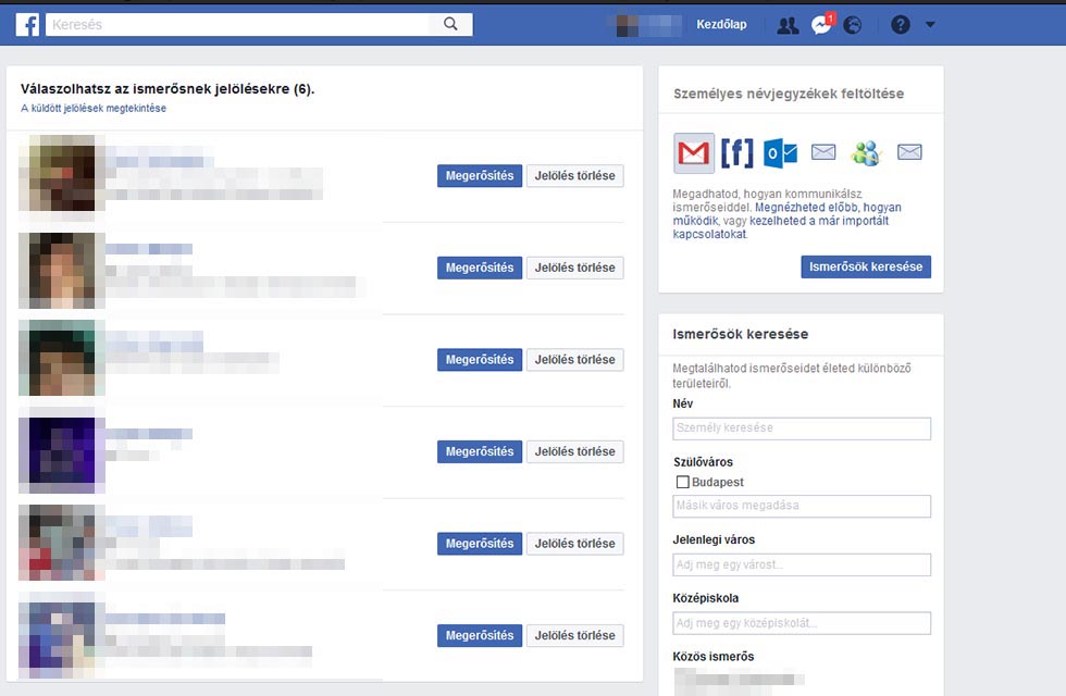 Facebook ismerősnek jelölések