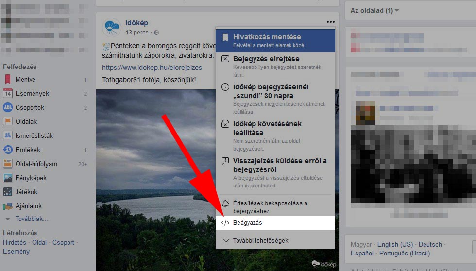 Facebook nyilvános tartalmak beáhgyazása