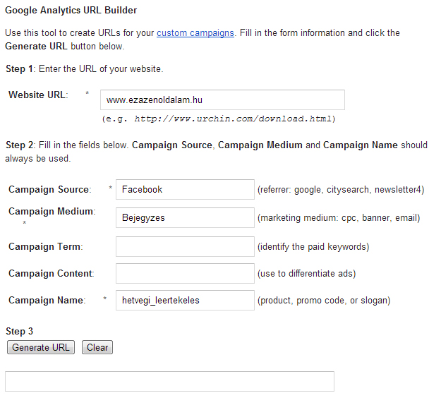 Google Analytics URL builder használata