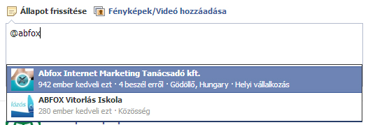 Megjelölés Facebook bejegyzésben