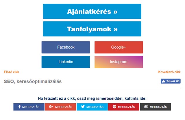 Közösségi gombok weboldaladon