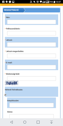 Webáruház regisztráció - nem szükséges