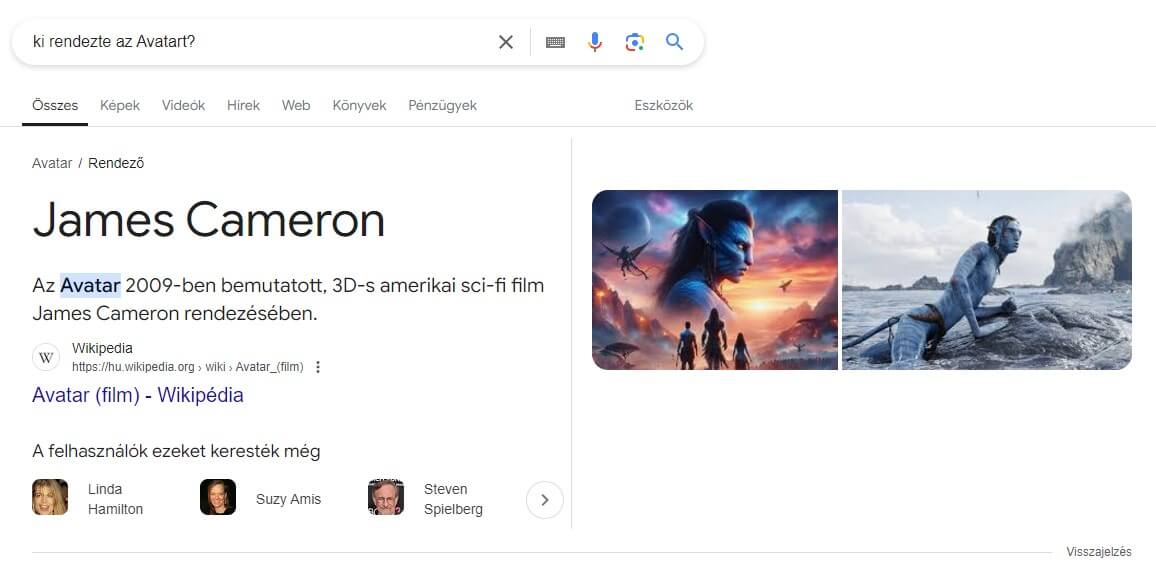 Közvetlen válaszdobozok Google