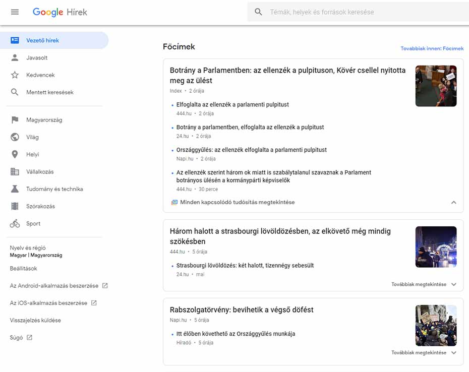 A Google hírek is segítenek a SEO során a helyes kulcsszavak kiválasztásában