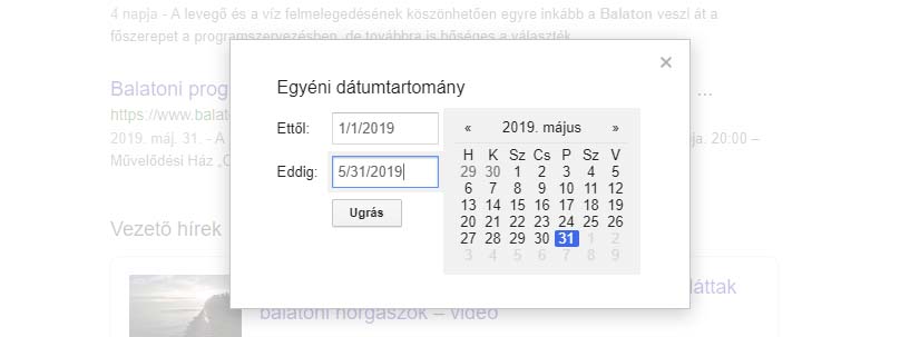 Hogyan keressek a Googlebeen dátumok alapján?