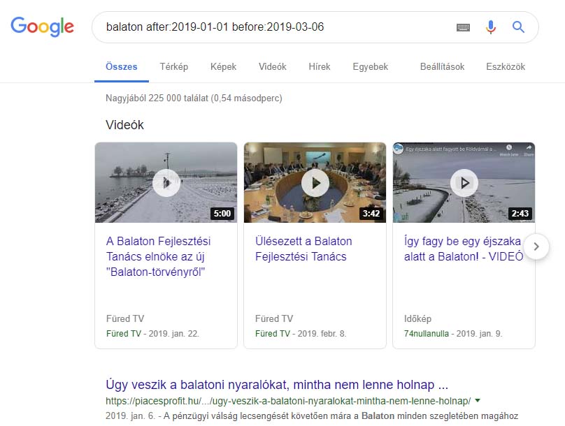 Dátumra szűrés a Google keresésben